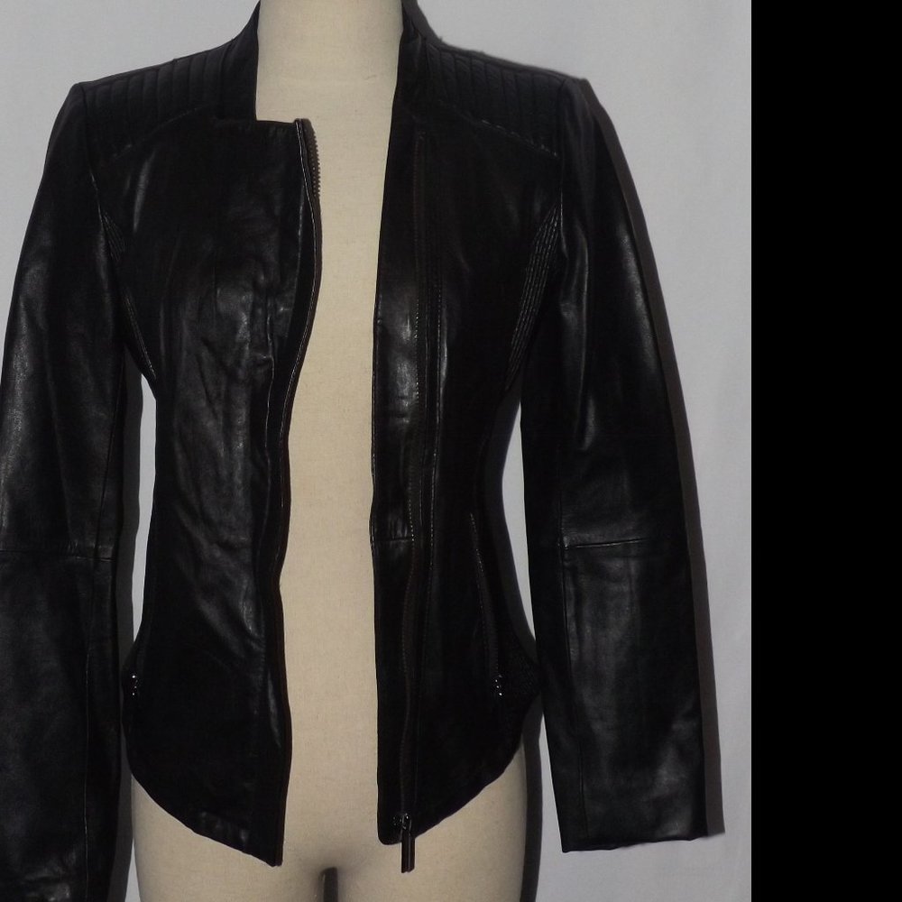 Zara Basic Black Motorcycle Jacket Size: Small - image 2